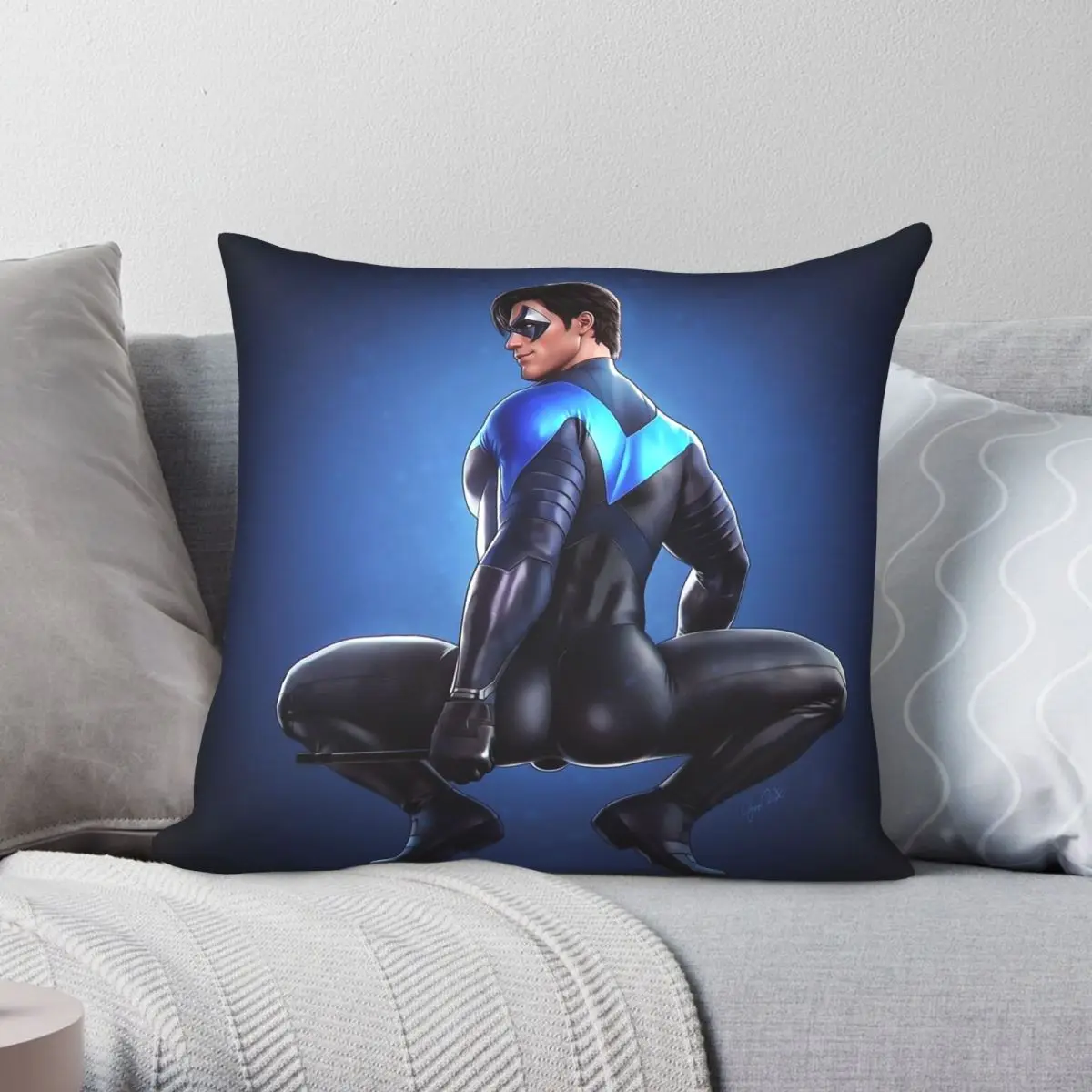 Nightwing Dick Grayson Pillowcase Polyester Linen Velvet Pattern Zip Decor Pillow Case Home Cushion Cover Wholesale
