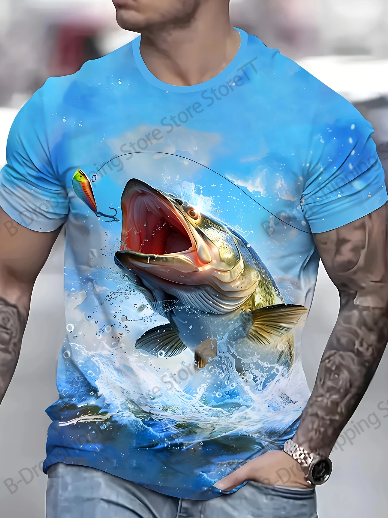 New Outdoor Fishing 3D Print T-Shirt Men Women Fashion Street Short Sleeve Tops Tees Kids Clothes Oversized T Shirt Graphic Y2K