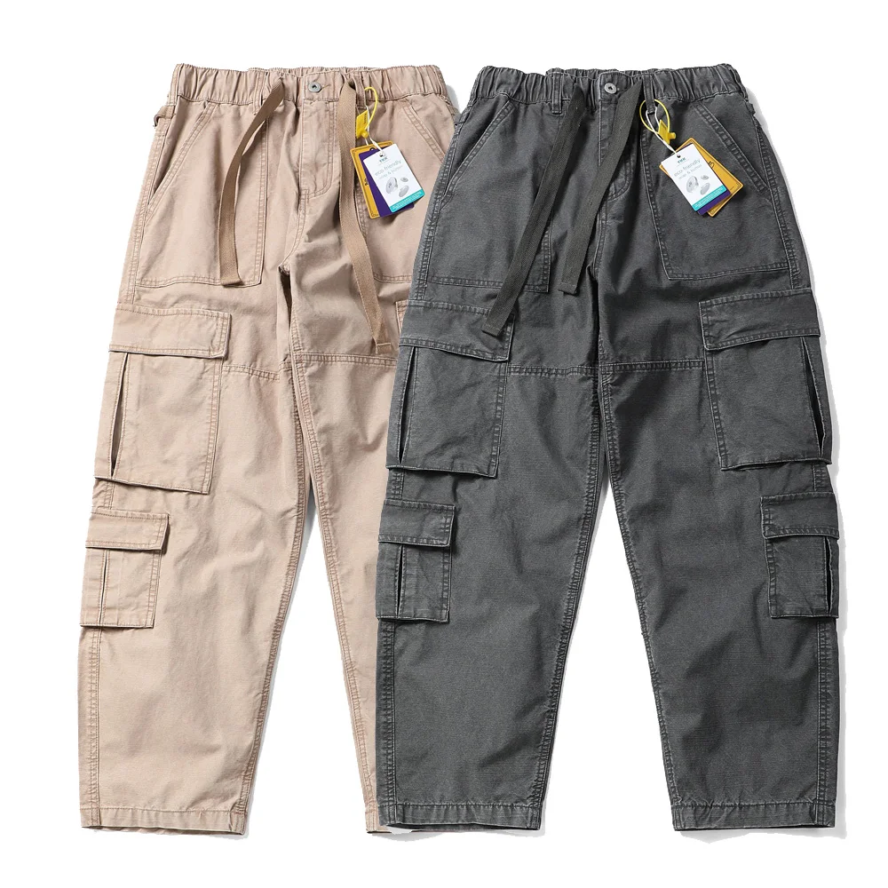 

Men Women Multi-pocket High Quality Washed Cotton Loose Casual Japanese Streetwear Techwear Cargo Pants Couple Baggy Trouser