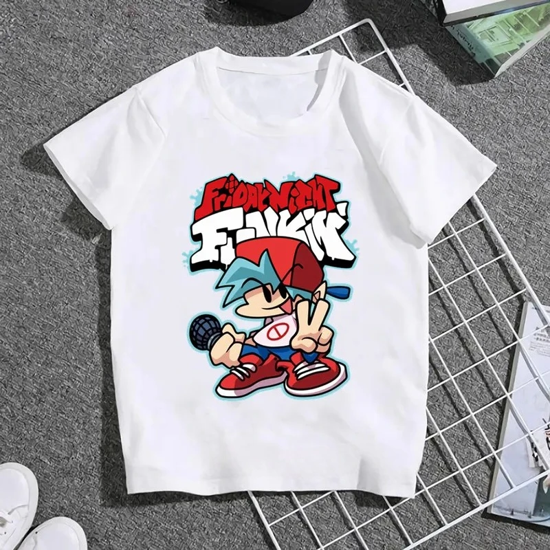 Hot Game Friday Night Funkin Cartoon Kids T Shirt Girls Summer Fashion Tops Baby Boys Clothes Children Short Sleeve T-shirt