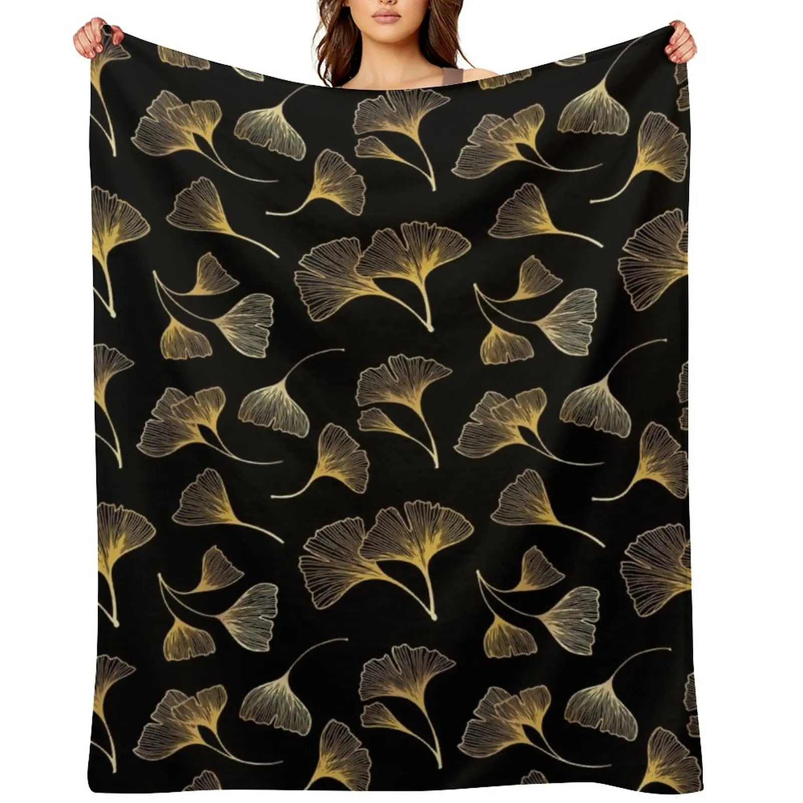 

Cute Golden Leaves Throw Blanket Cute Loose Hairy Blankets