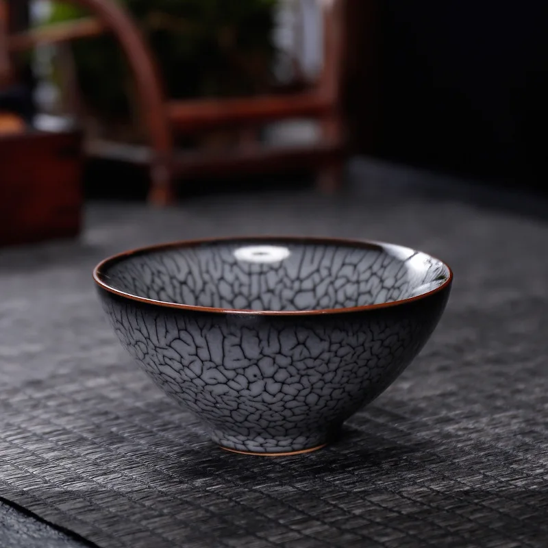 Boutique Kiln Change Temmoku Glaze Crab Claw Stripes Ceramics Tasting Cup Handmade Kungfu Teaset Household Accessories Drinkware