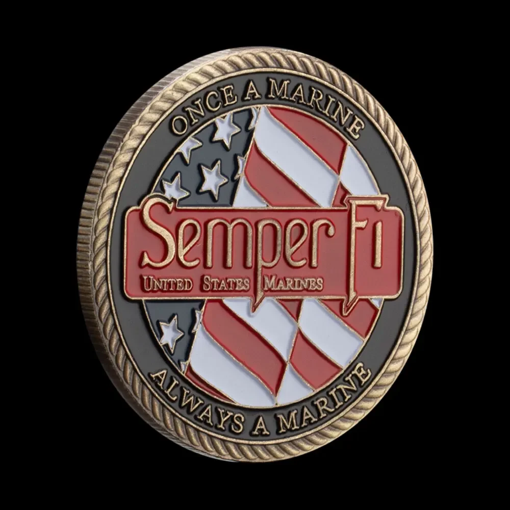 Always A Marine Once A Marine Corps Bronze Plated Souvenir Coin Semper Fidelis Commemorative Coins Home Decoration