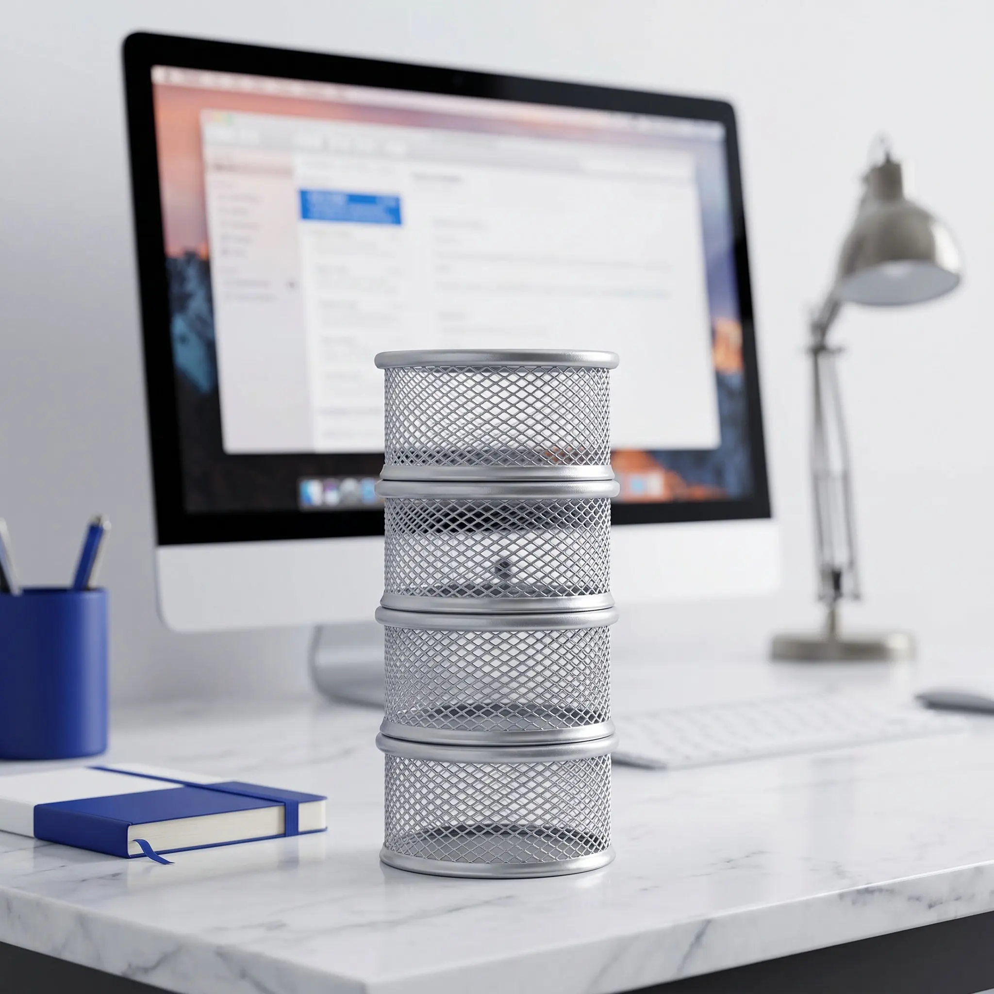 4Pcs Stackable Mesh Paperclip Holders Desktop Organizer for Office Supplies Small Items
