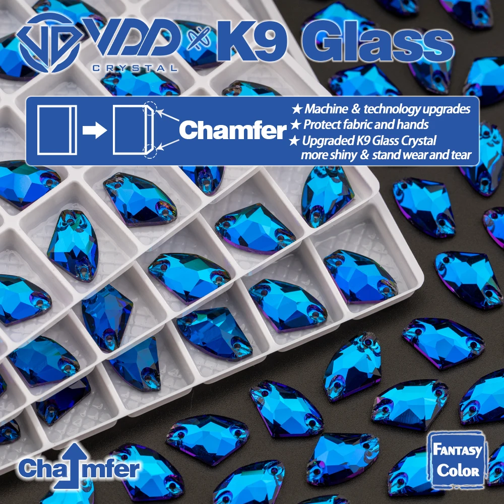 VDD Galactic 9x14mm 36Pcs Bermuda Blue Top Quality K9 Glass Sew On Rhinestones Sewing Crystal Flatback For Garment Accessories