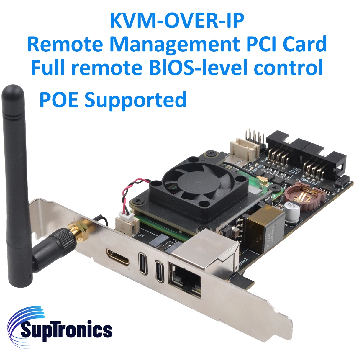 Placa PCI IPKVM baseada em SupTronics Raspberry Pi KVM sobre IP PIKVM X651 - POE compatível