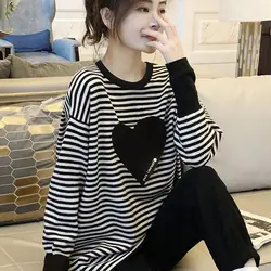 Fashion Printed Spliced All-match Striped Blouse Female Clothing 2023 Spring New Oversized Casual Pullovers Loose Korean Shirt