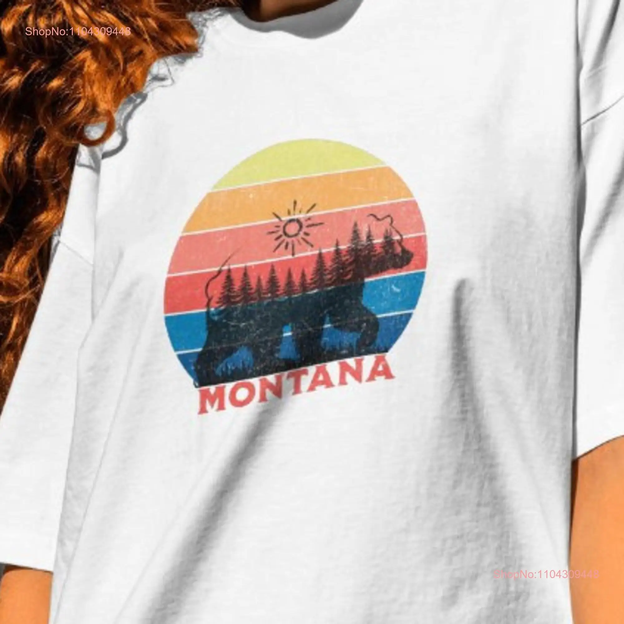 Montana Bear SunseT T Shirt Hiking Outdoor Camping Climbing Parks Adventure Camp Backpacking long or short sleeves