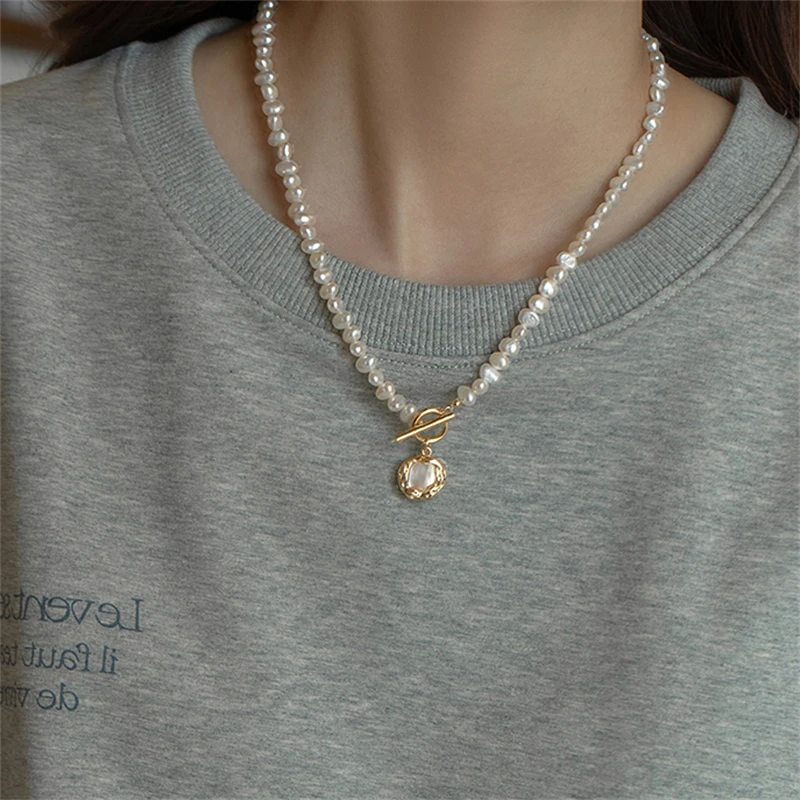 100% Baroque Freshwater Pearl 5-6mm Long Pearl Necklace For Women AAA Natural Freshwater Pearl Irregular Shell Pendant