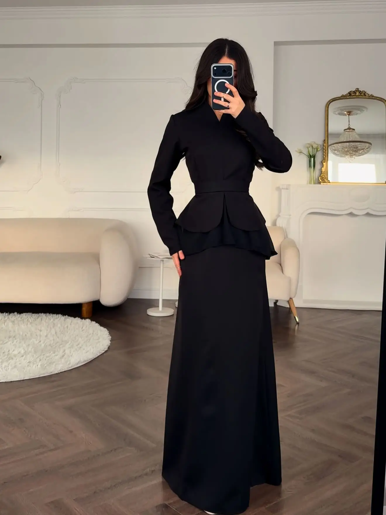 فستان حفلات أنيق مخصص باللون العنابي للنساء برقبة على شكل حرف v وأكمام طويلة للحفلات المسائية بطول الأرض فساتين مناسبة رسمية #2