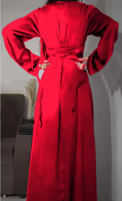 ホットダイヤモンド光沢のある高級中東ドバイローブローブ婦人服無地サテンドレス外国貿易春の新 Cw86801