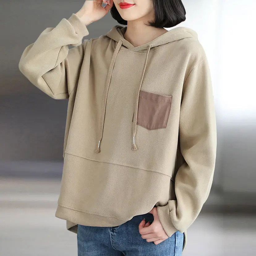 

Plain Loose Woman Clothing Baggy Hooded Pullovers Women's Sweatshirt Hoodies Top Y2k Style Long Sleeve Dropshiping Essential Xxl