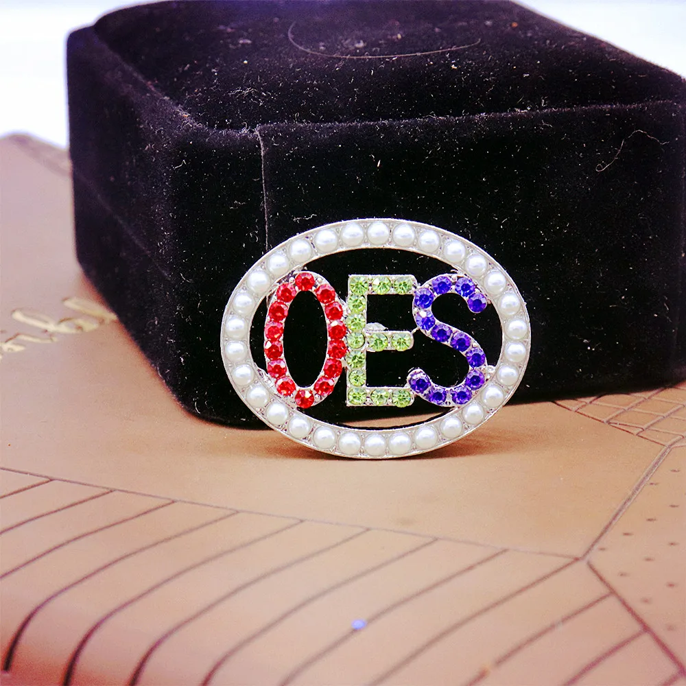 Oval Shape Greek Letter Mason Organization Society Order of the Eastern Star OES Pin Brooch Jewelry