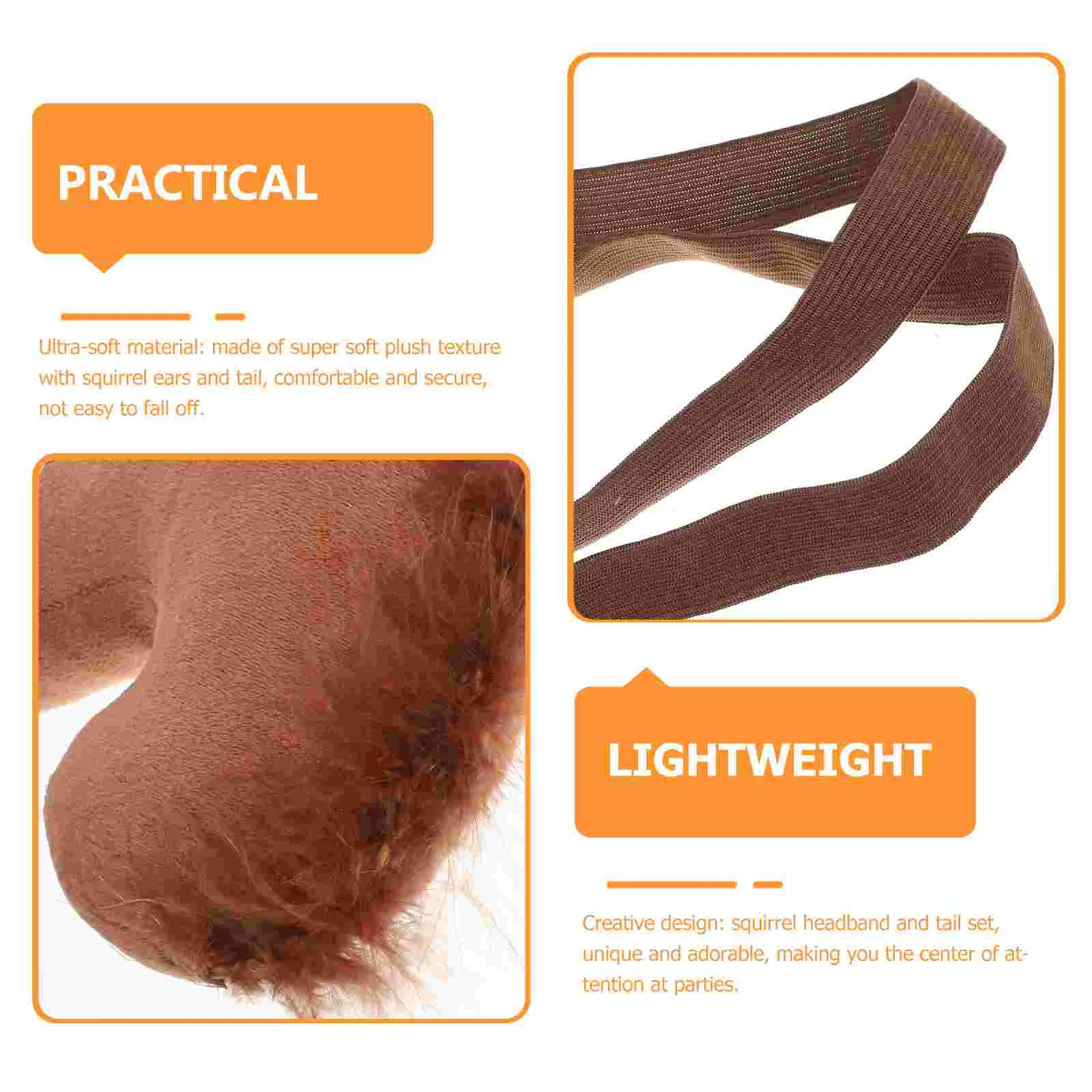   Conjunto de cauda de cabeça de esquilo, kit de fantasia com orelhas grandes, acessório de vestir, tops de animais
