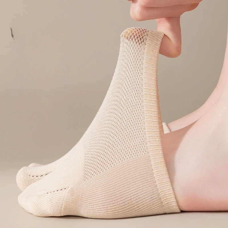 Calcetines invisibles de algodón fino para mujer, medias con dos dedos divididas, malla colorida, antepié, medio pie, media palma, verano