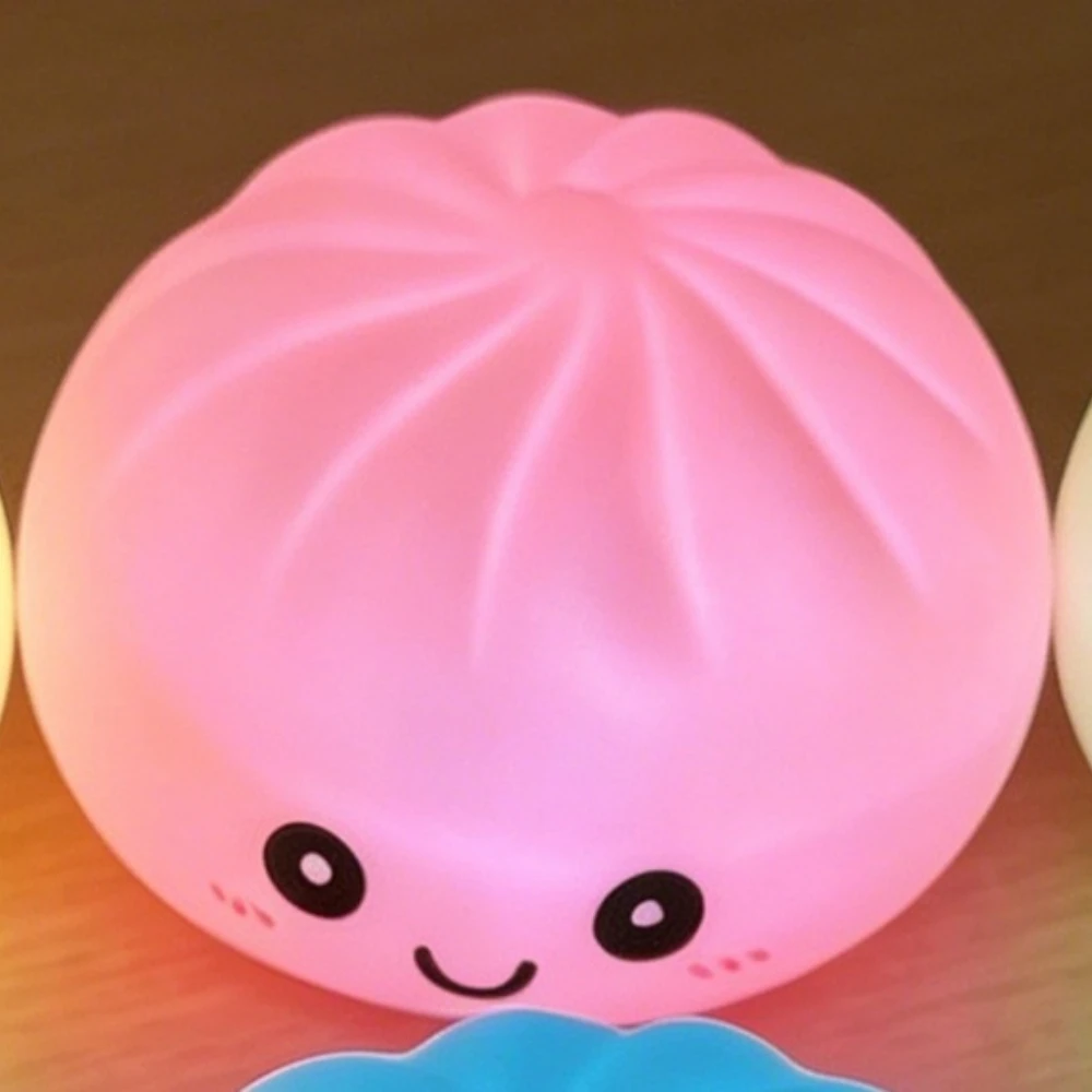 Oplichtende bubbel-spuwende stoombroodje stressbal realistisch voedselontwerp esthetisch bureaudecoratie speelgoed voor stressverlichting