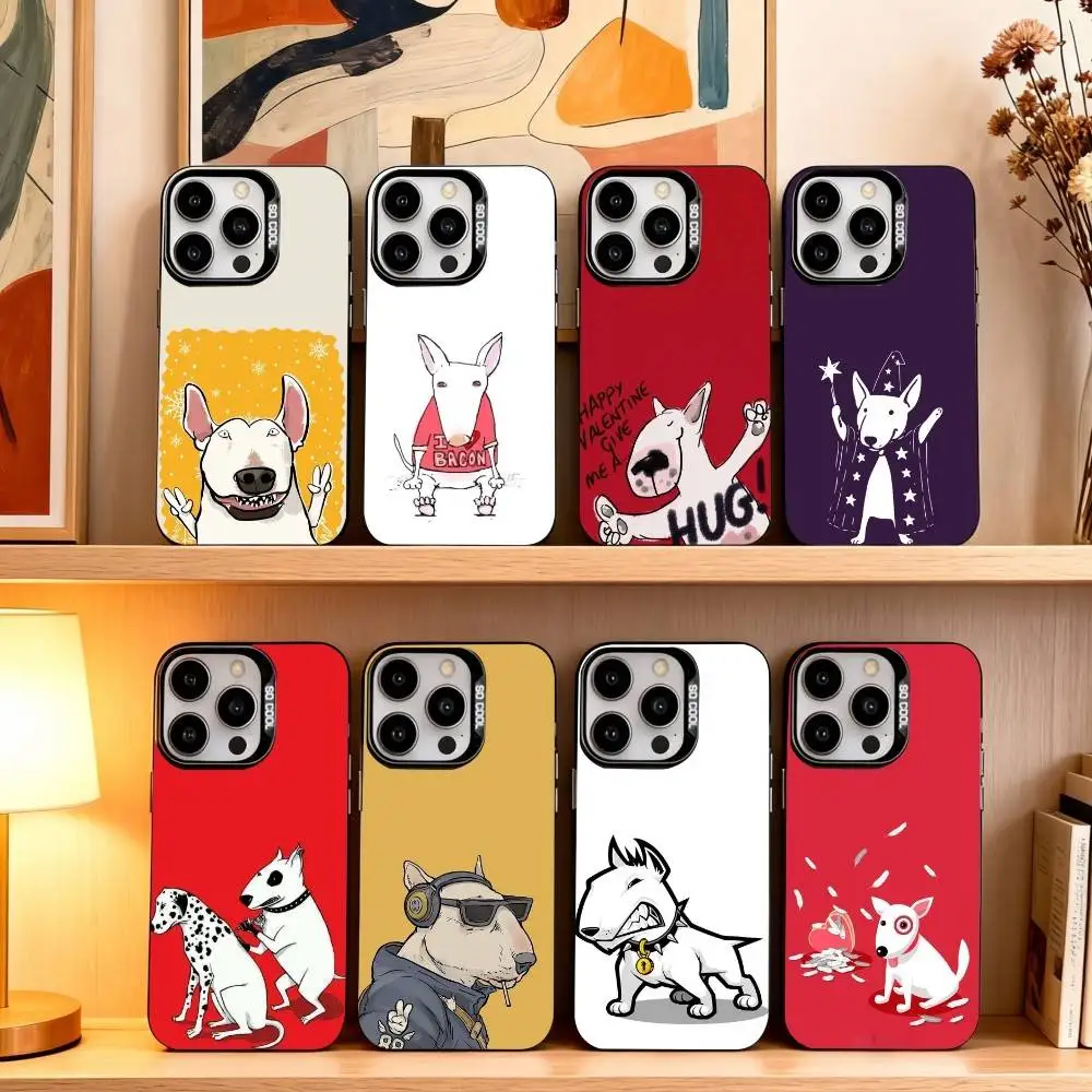 

Funny Bull T-TerrierR Dog Phone Case For iPhone17,16,15,14,13,12,11 Plus,Pro Max Black Candy silver phone case
