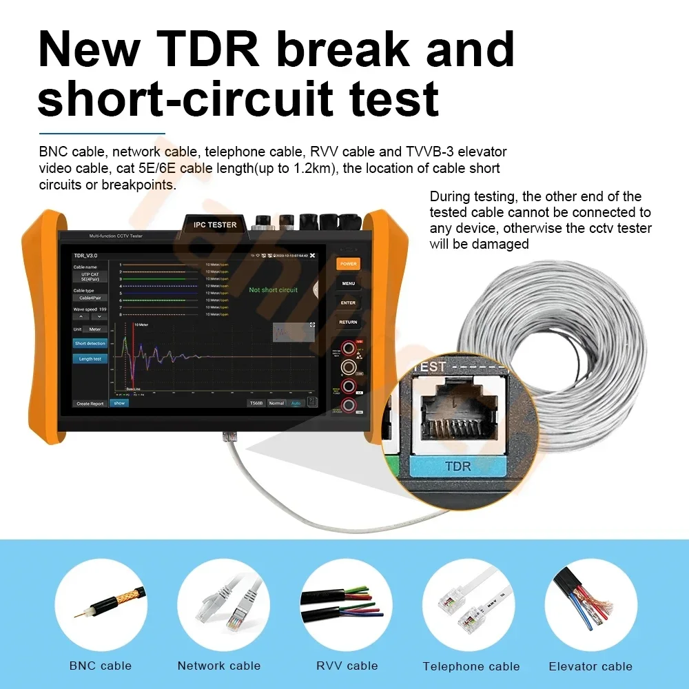 Teste de câmera ip com vga hdmi cctv tester h.265 ipc testador sfp módulo óptico ahd cvi tvi sdi tudo em um monitor testador