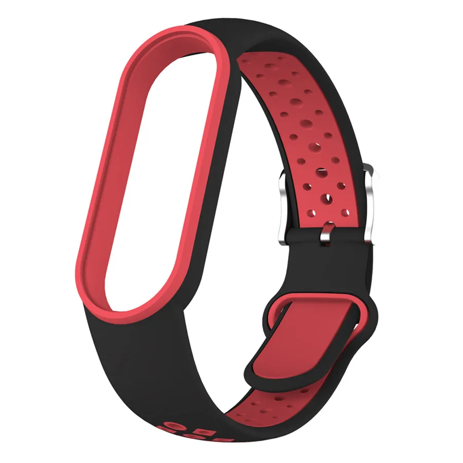 Belt For Xiaomi Mi Band 5 6 7 Two-color Silicone Bracelet Sport Breathable Strap For Miband 5 Miband6 7 Replacement Wristband