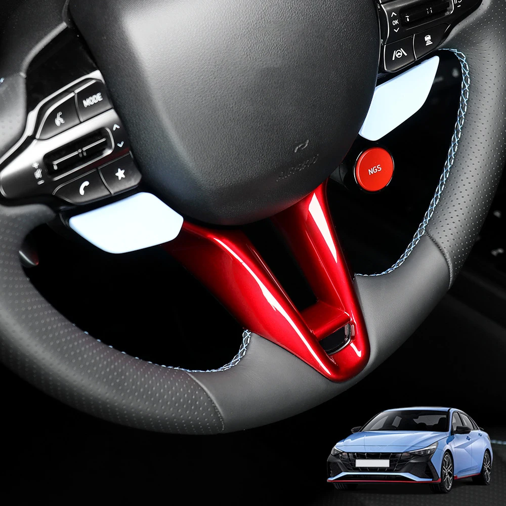 

Interior Styling Accessories Red Car Steering Wheel Chin Trim Frame Cover For Hyundai i20N Kona N Elantra N