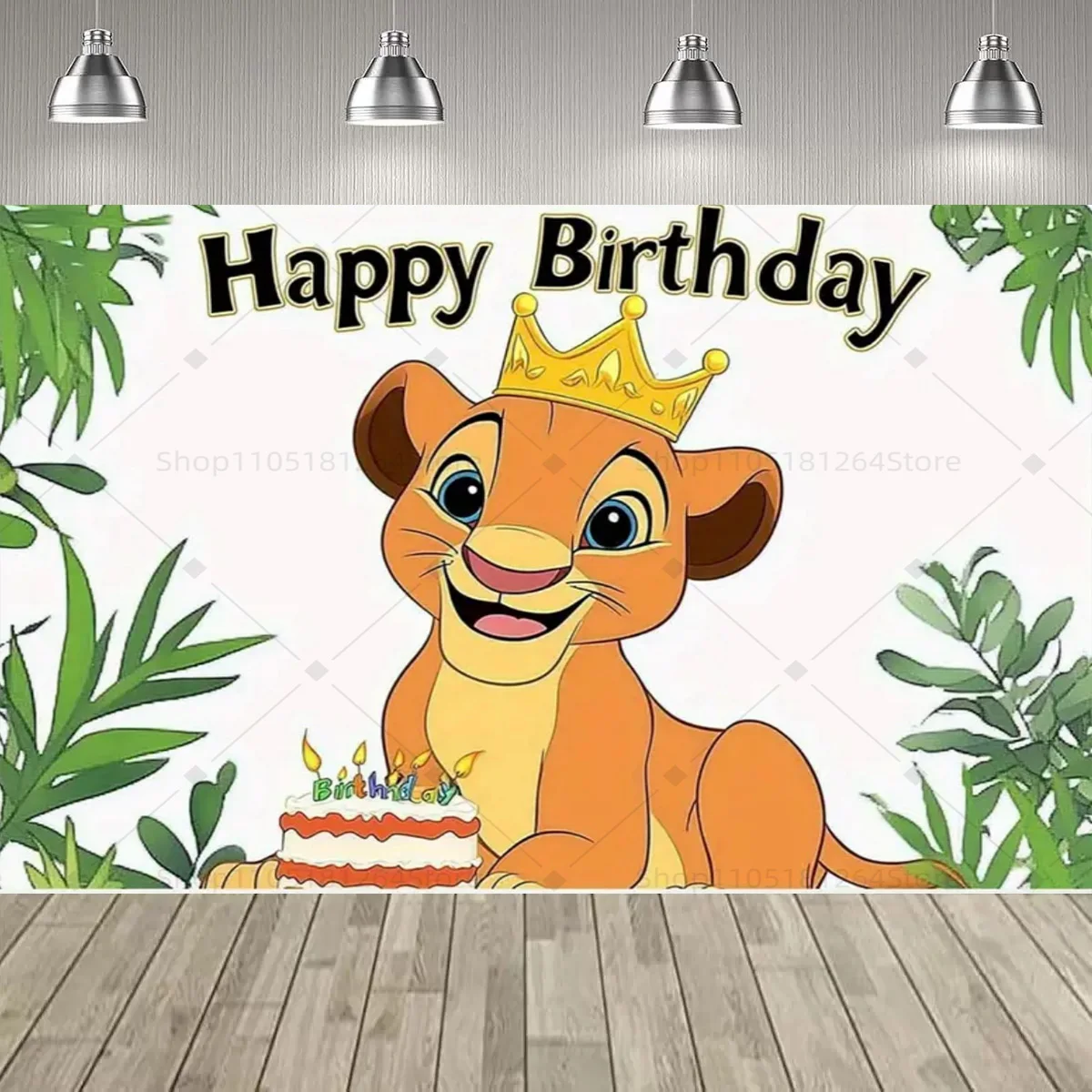 Cartoon König der Löwen Simba Happy Birthday Party Hintergrund Dschungel Safari Kinder 1. Geburtstag Baby Shower Party Dekorationen Kulisse – Detail 6