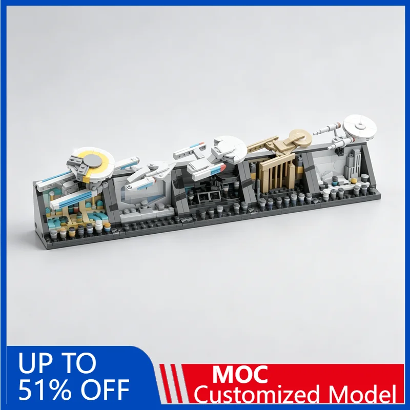 1008PCS Sci-Fi Starship Diorama MOC Space Battle Model Custom Puzzle DIY Assembly Building Blocks Collection Toy Festival Gift