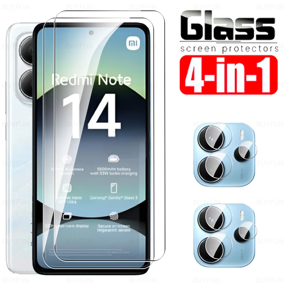 4-in-1 Glass For Xiaomi Redmi Note 14 5G Tempered Glass Camera Cover Redmy Note14 RedmiNote14 Global Armor Lens Screen Protector