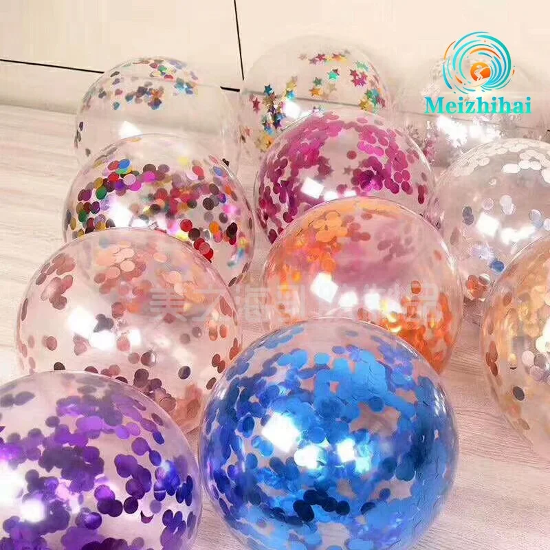 

12 inch sequined balloon latex confetti balloon wedding room decoration party transparent balloon birthday set wholesale