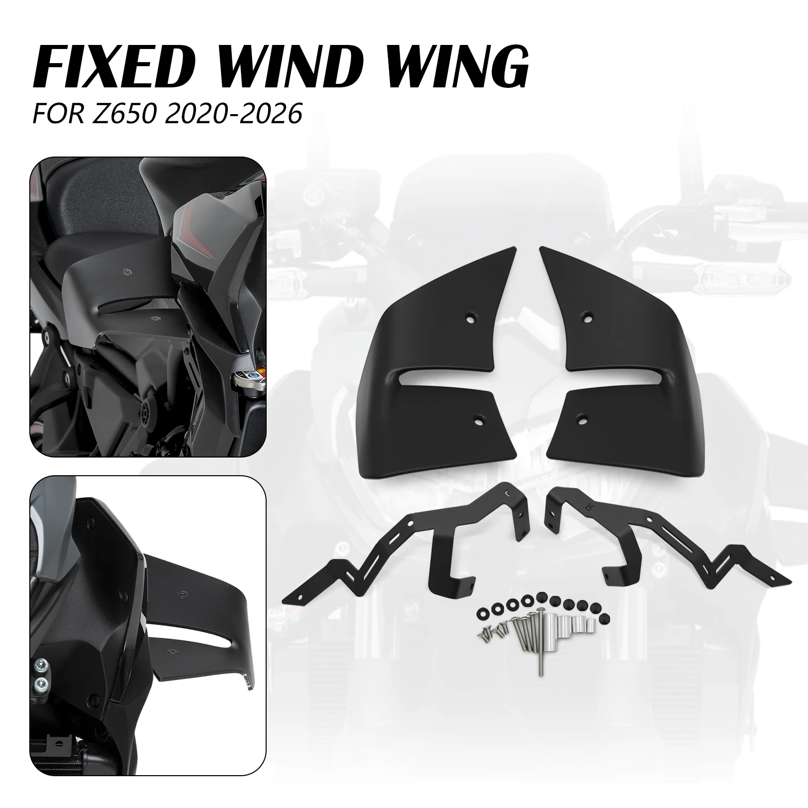 

Cowl Flap System Bracket New Motorcycle Front Side Downforce Spoilers Fairing Winglet Decor For Kawasaki Z 650 Z650 2020-2025