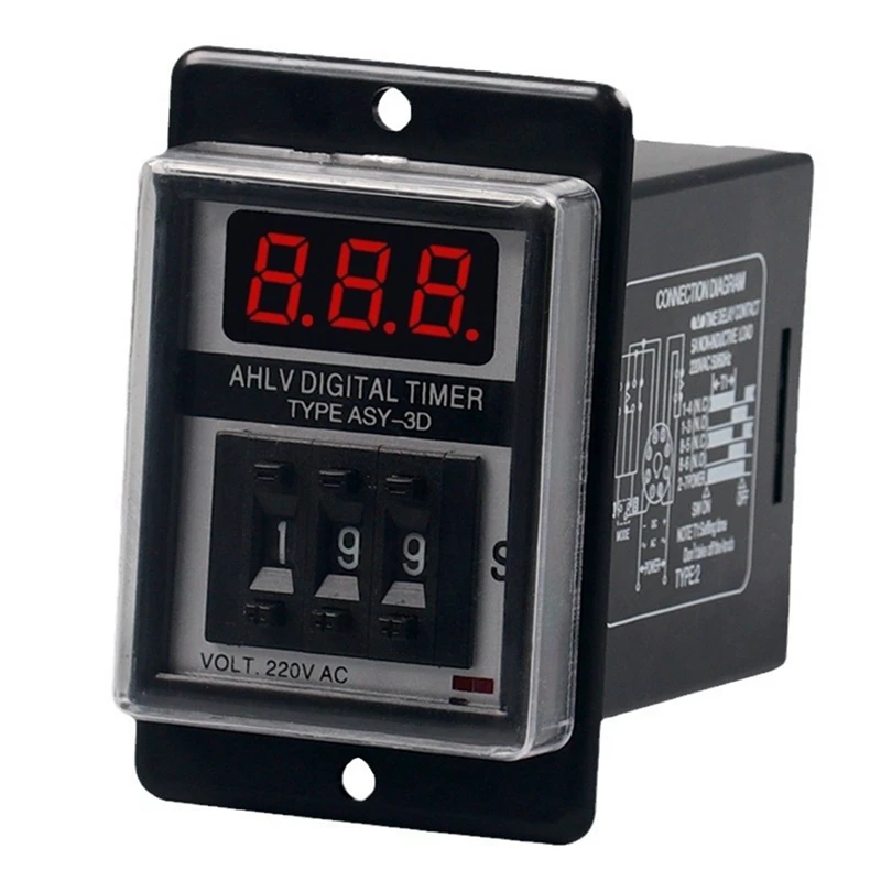 ASY-3D Delay Timer Time Relay 8PIN AC220V Digits Display Programmable Timer Delay Relay Timer 999S-ELEC