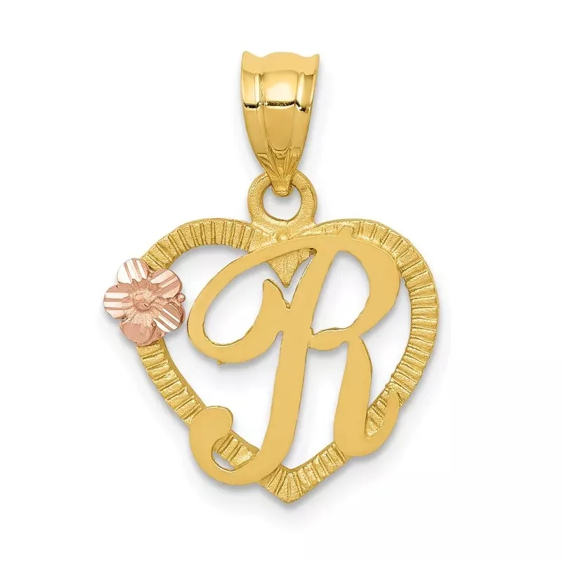 

3D Custom Heart Initials Necklace 26-Letter Flower Pendant Personalized Letter Necklace for Women Valentine's Day Gift