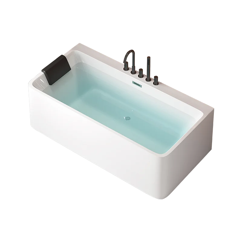 

Luxury Modern White Acrylic Free-Standing Rectangular Adult Bathroom Bathtub Soaking Soaking Whirlpool