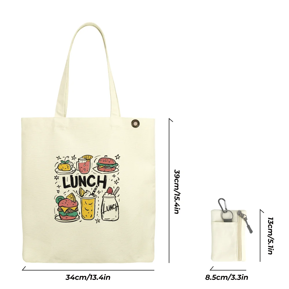 Printed Tote Bag, Canvas Large Capacity Shoulder Bag with Mini Coin Purse, Handbag for School, Shopping ,Daily Commute