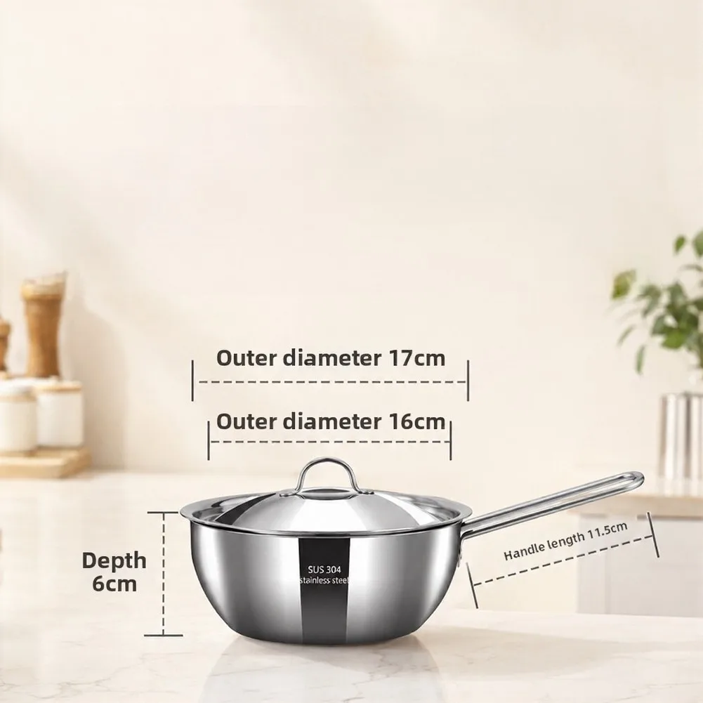 Stainless Steel 1000ML Cooking Pot with Lid and Wide Handle for Efficient Heat Distribution Boiling Simmering and Sauces