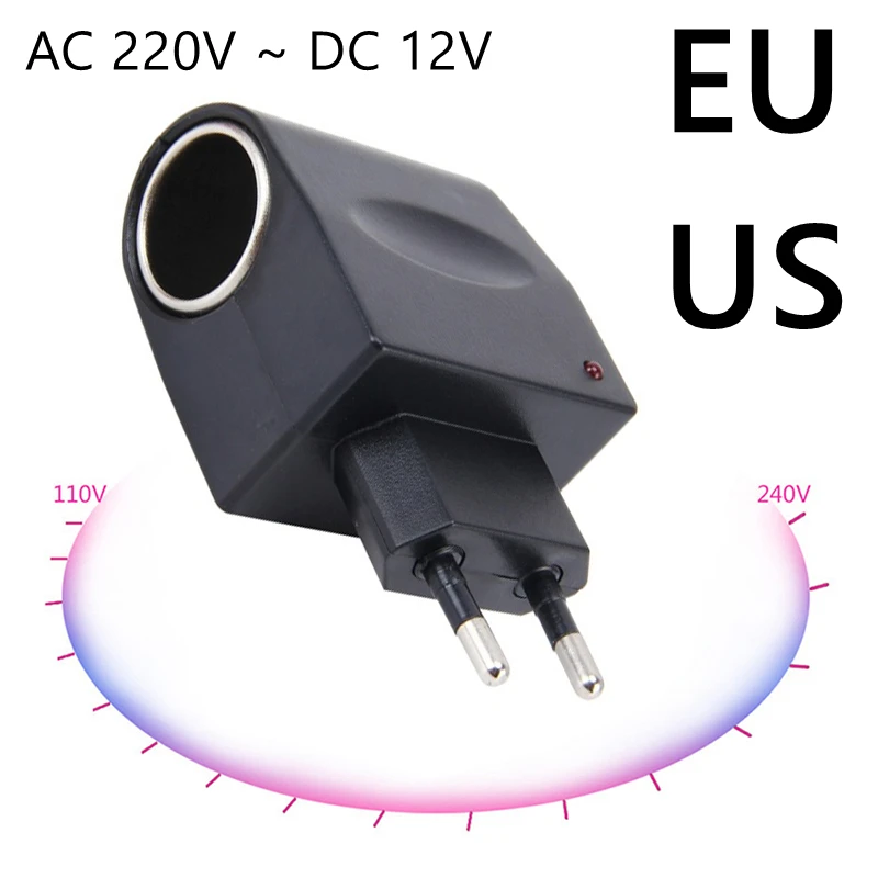 2021 AC 220V To DC 12V Car Cigarette Lighter Socket EU US Plug Converter Car Cigarette Lighter Adapter Car Accessories Dropship