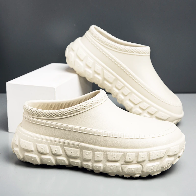 New men's summer anti-slip height-increasing casual and lightweight solid-color clogs without holes