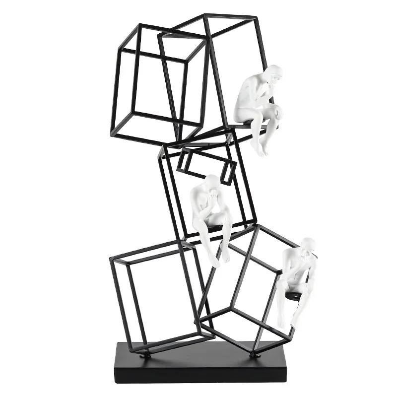&c Modern Simple Light Luxury Geometric Metal Model Room Decoration Home Art Figure Architecture Thinker Shaped Ornaments Modern