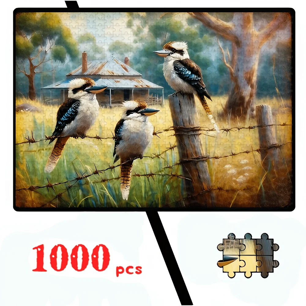 500/1000/1200/2000pcs Adorable Animal Jigsaw Collection, Cats/Kookaburras Scenes, Artistic Paper Puzzle Gift for All Ages