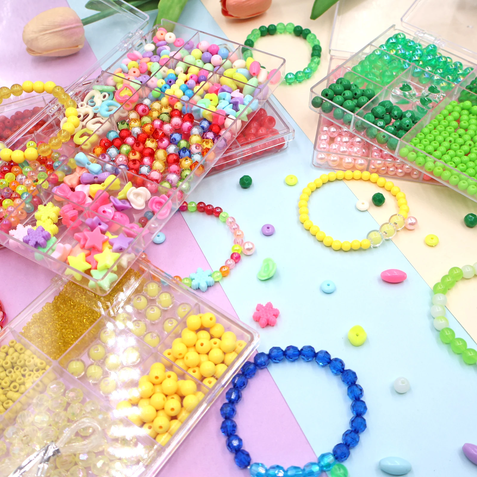 1 set of new bead bracelets with casual and cute styles, various DIY matching styles, cartoon small patterns, girlish style, jew