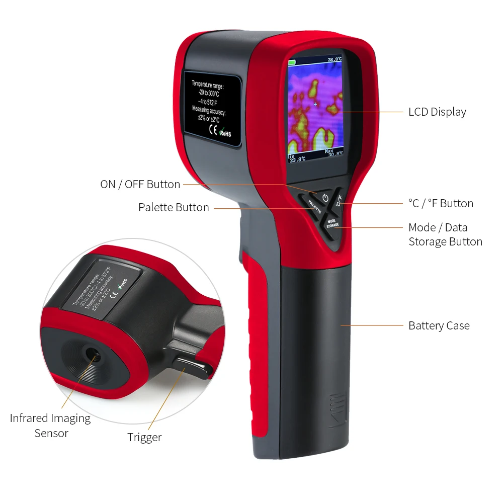 TOOLTOP ET692A 32*32 Handheld Infrared Thermal Imager -20℃～300℃ Thermal Imager Large Capacity Battery Air Conditioning Detection