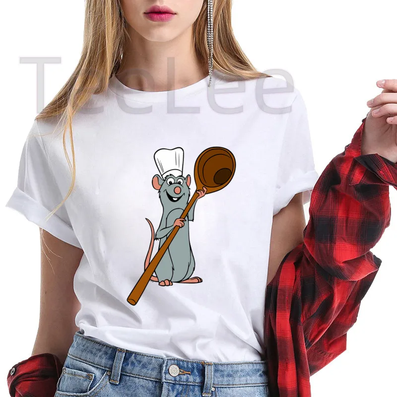 Cute Tshirts Printed La Ratatouille Cartoon T Shirt Women Clothes White Funny Kawaii Tshirt Femme Summer Tops Female Clothing