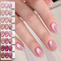 1-8PCS Hot Love Cat Eye Gel Nail Polish 2025 Whitening Temperament Sweet Pink Love Glass Beads Nail Art Supplies