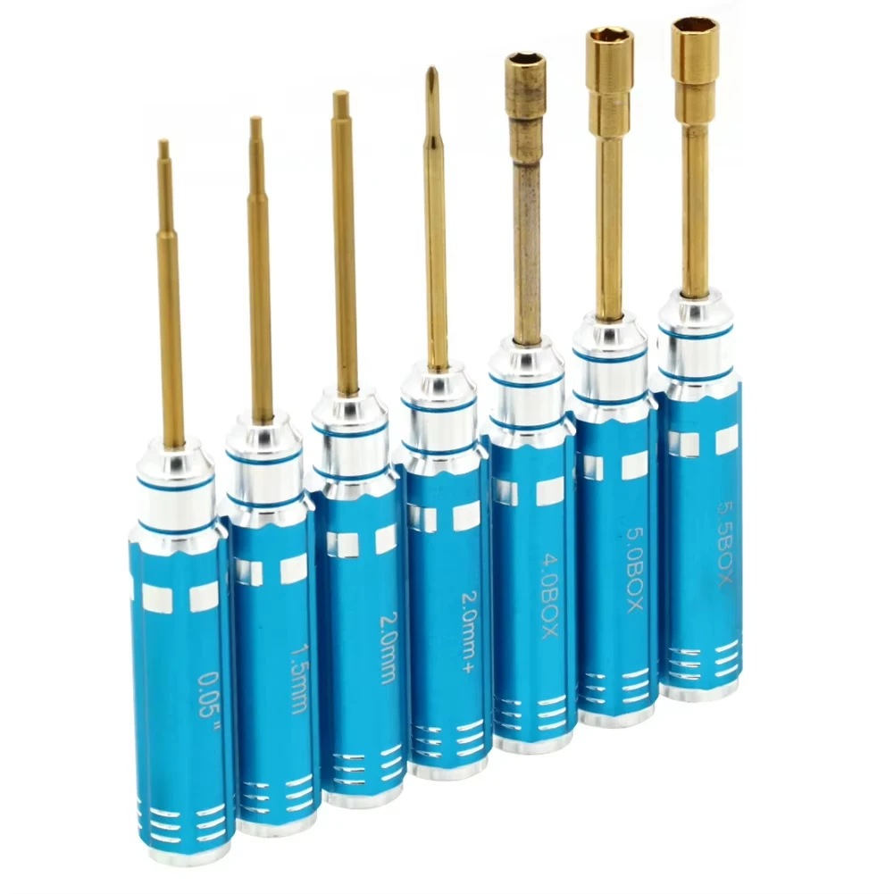 7Pcs Short Handle RC Hex Screwdriver Phillips Screwdriver Nut Driver Socket Tool Set for RC Mini Crawler Car