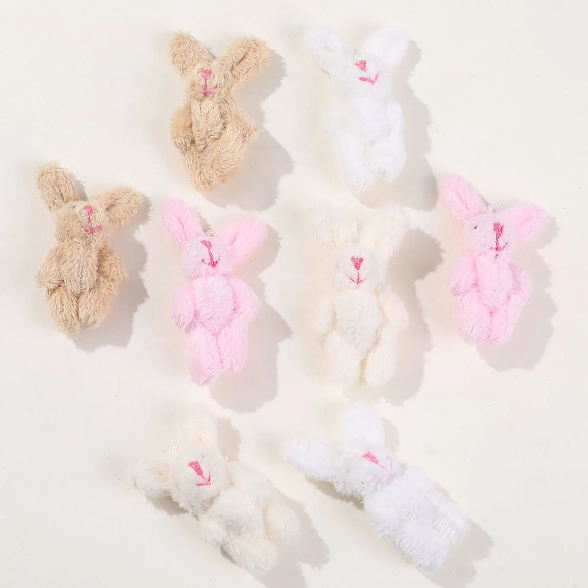 1Pcs 5.5cm Mini Rabbit Pendant Kawaii Stuffed Bunny Dolls Movable Joint Plush Doll Pendant Soft Girl Gifts Handmade Jewellery