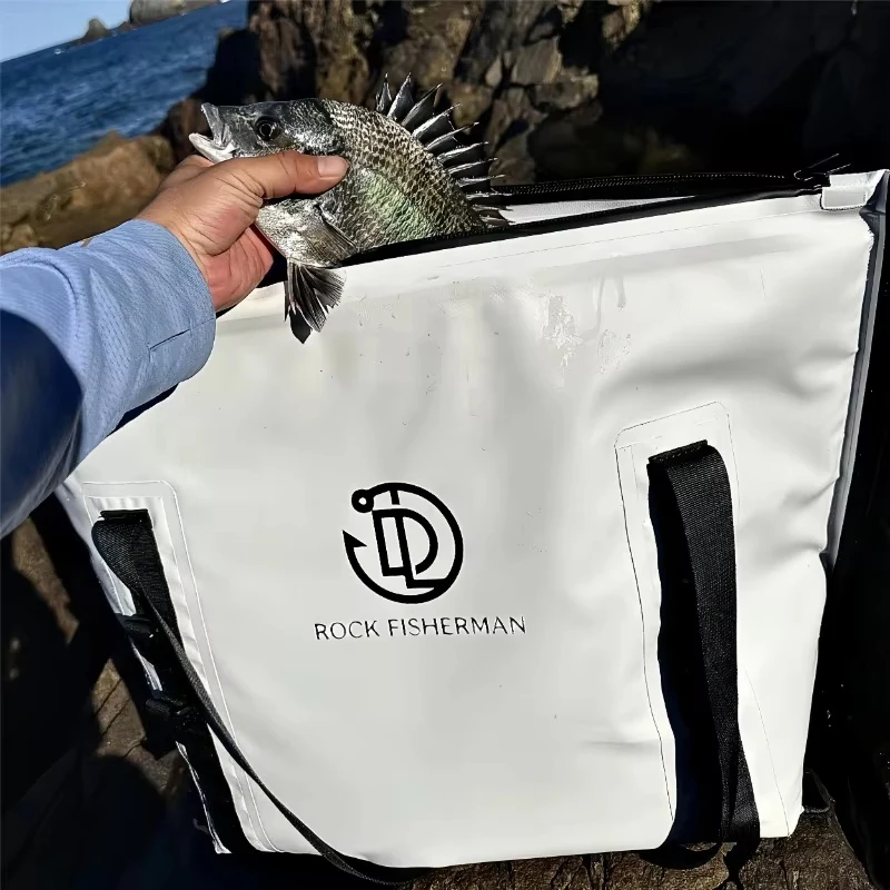 Insulated Fish Cooler Bag Leakproof Kill Bag Portable Waterproof Thermal Tote Fishing Rod Bag Sea Fishing Tackle Storage Handbag