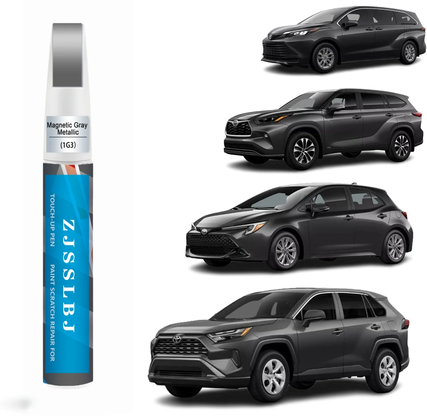 Car Touch Up Paint(Magnetic Gray Metallic(1G3)) for Toyota, Car Paint Scratch Repair Kit, Quick & Easy Solution to Repair, 2 in