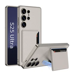 Luxury PU Leather Hard PC Shockproof Phone Cover for Samsung Galaxy S25 Ultra Case with Card Bag