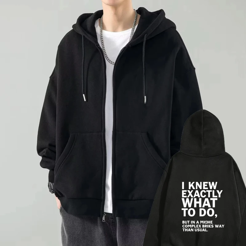 

Men's Hooded Jacket Black I Knew Exactly What to Do Printed Pattern Casual Streetwear Hoodie for Daily Wear and Outdoors