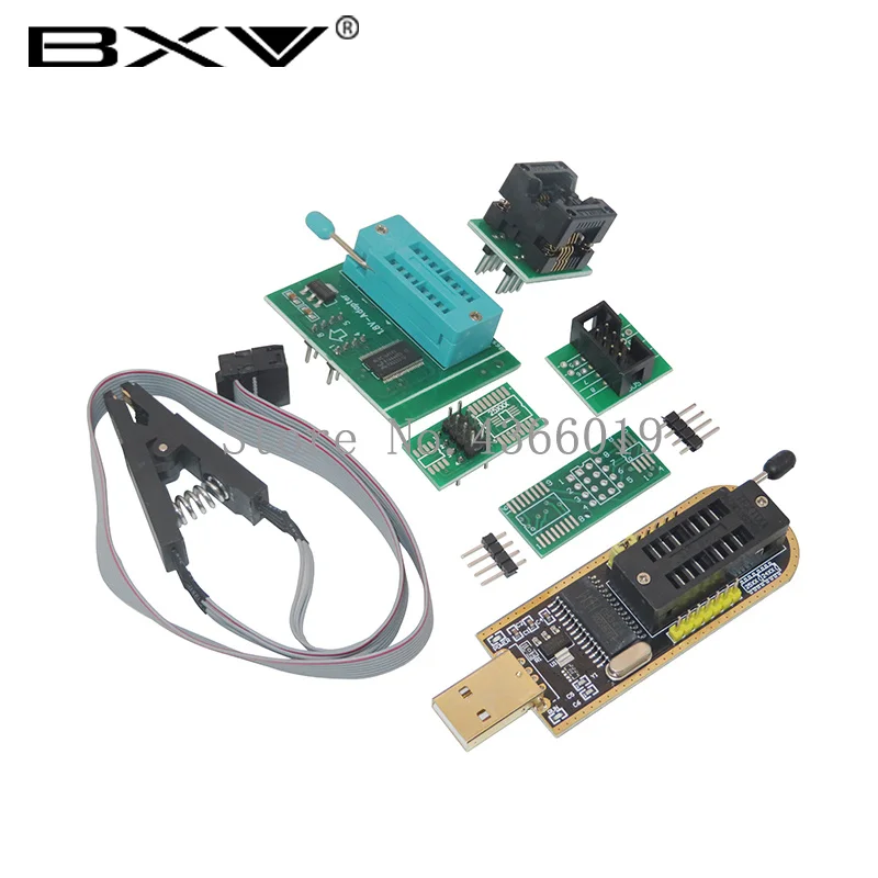 CH341A 24 25 Series EEPROM Flash BIOS USB Programmer Module + SOIC8 SOP8 Test Clip + 1.8V adapter + SOIC8 adapter DIY KIT