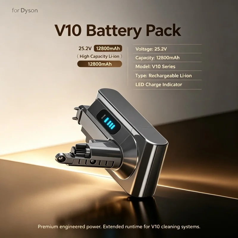 Votre Dyson V10 perd de la puissance ? Remplacez cette batterie 2026 12800mAh 25.2V – Compatible avec SV12 Absolute / Animal